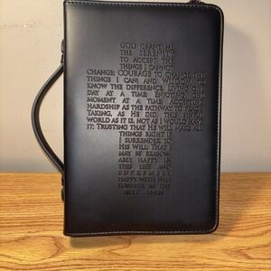 Serenity Prayer Cross‎ Bible Faux Leather Cover Black XL Handle